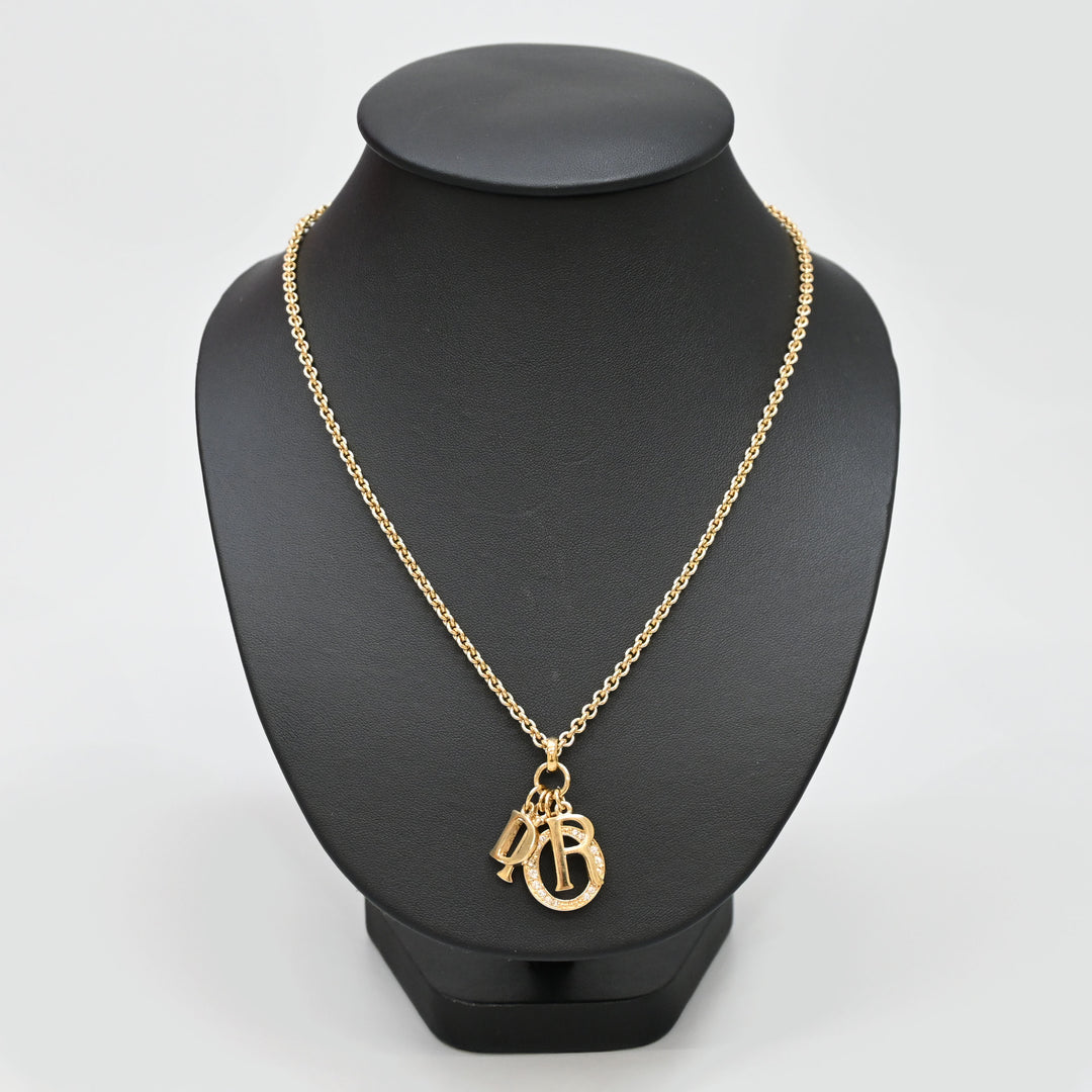 基督教基督教Dior水钻徽标长项链P43505V