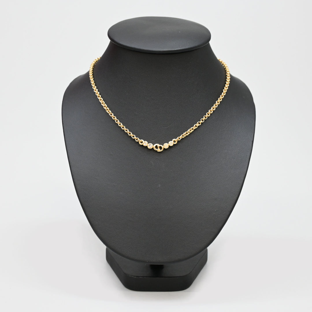 基督教基督教Dior Rhinestone CD徽标项链P43651V