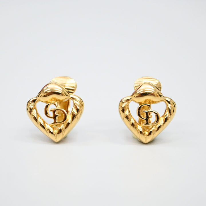 基督 迪奥 CD徽标心  耳环 P43973V