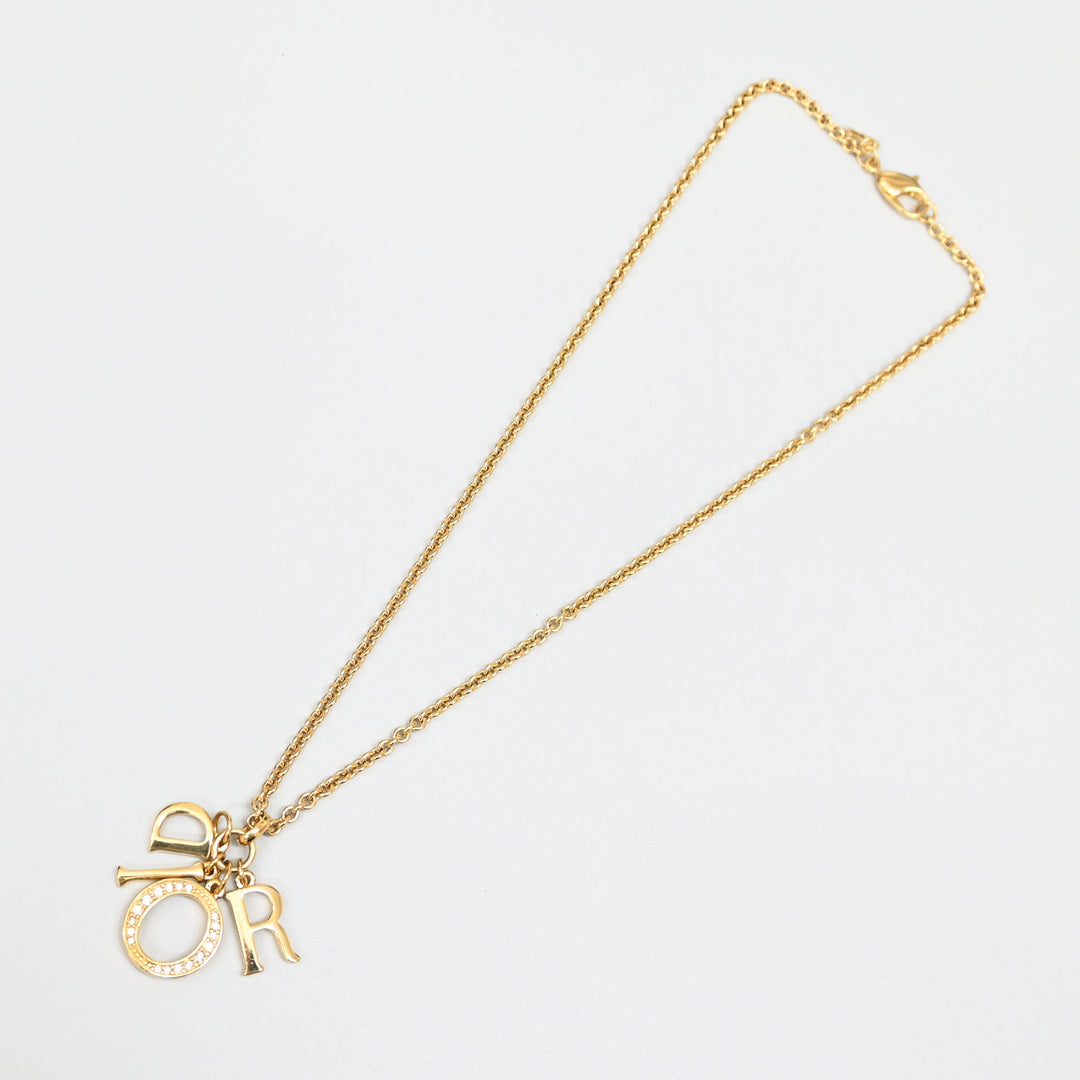 ChristianDior 基督 迪奥 徽标线石头长项链 P44052V