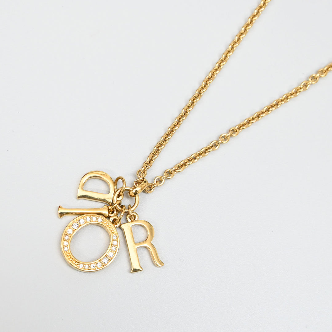 ChristianDior 基督 迪奥 徽标线石头长项链 P44052V