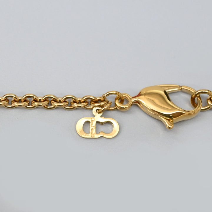 ChristianDior 基督 迪奥 徽标线石头长项链 P44052V