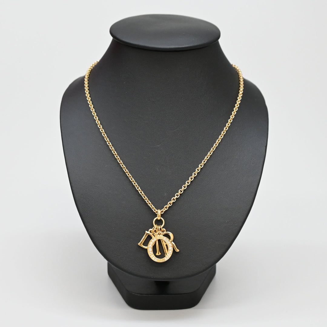 ChristianDior 基督 迪奥 徽标线石头长项链 P44052V