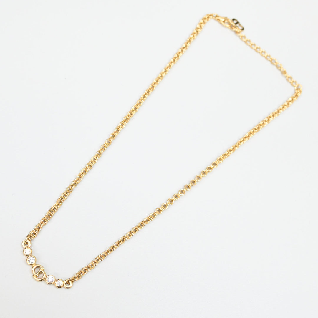 ChristianDior 基督 迪奥 CD徽标 水钻 项链 P44051V