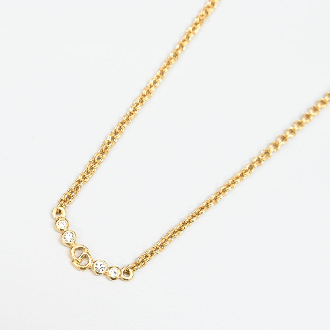 ChristianDior 基督 迪奥 CD徽标 水钻 项链 P44051V