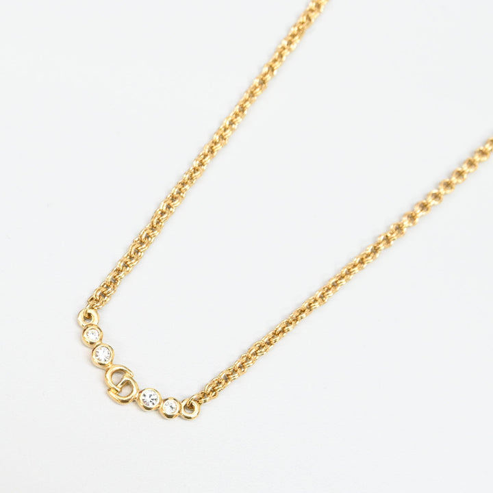 ChristianDior 基督 迪奥 CD徽标 水钻 项链 P44051V