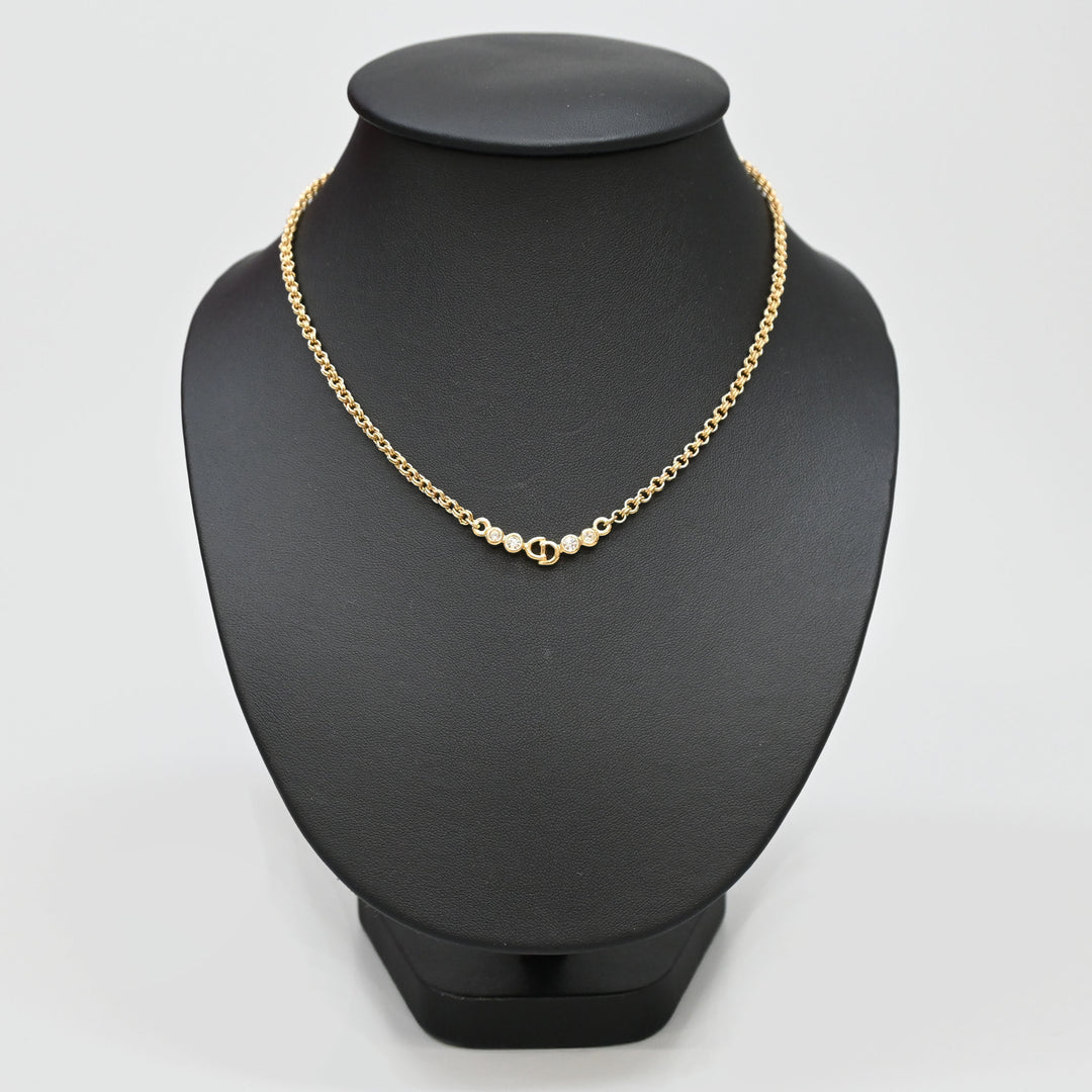 ChristianDior 基督 迪奥 CD徽标 水钻 项链 P44051V