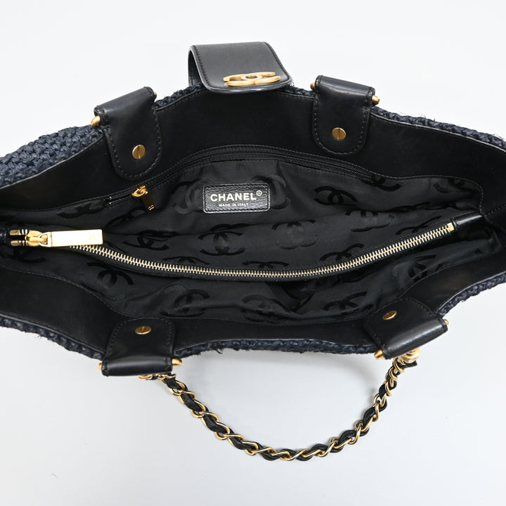 CHANEL Coco Mark Turn Lock Straw Tote Bag P43699V