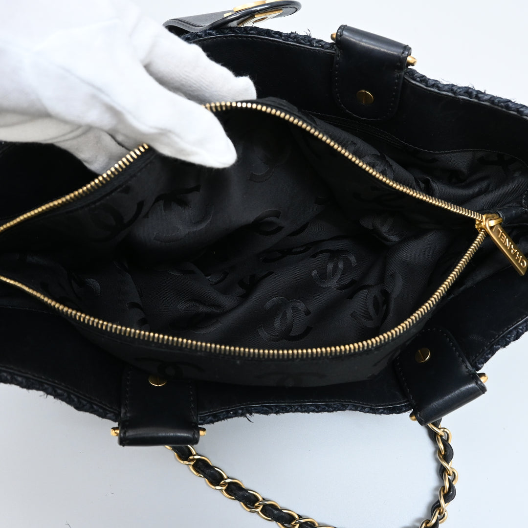 CHANEL Coco Mark Turn Lock Straw Tote Bag P43699V