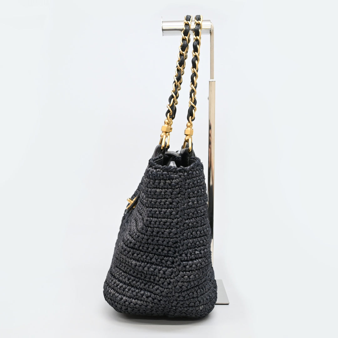 CHANEL Coco Mark Turn Lock Straw Tote Bag P43699V