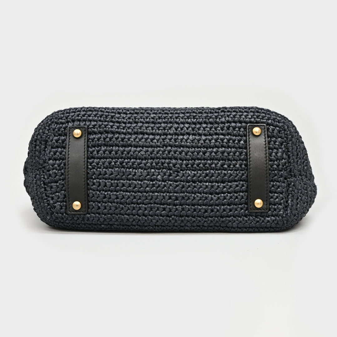 CHANEL Coco Mark Turn Lock Straw Tote Bag P43699V