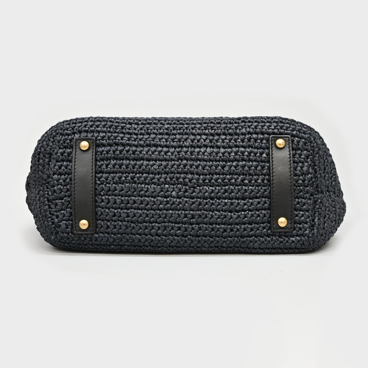 CHANEL Coco Mark Turn Lock Straw Tote Bag P43699V