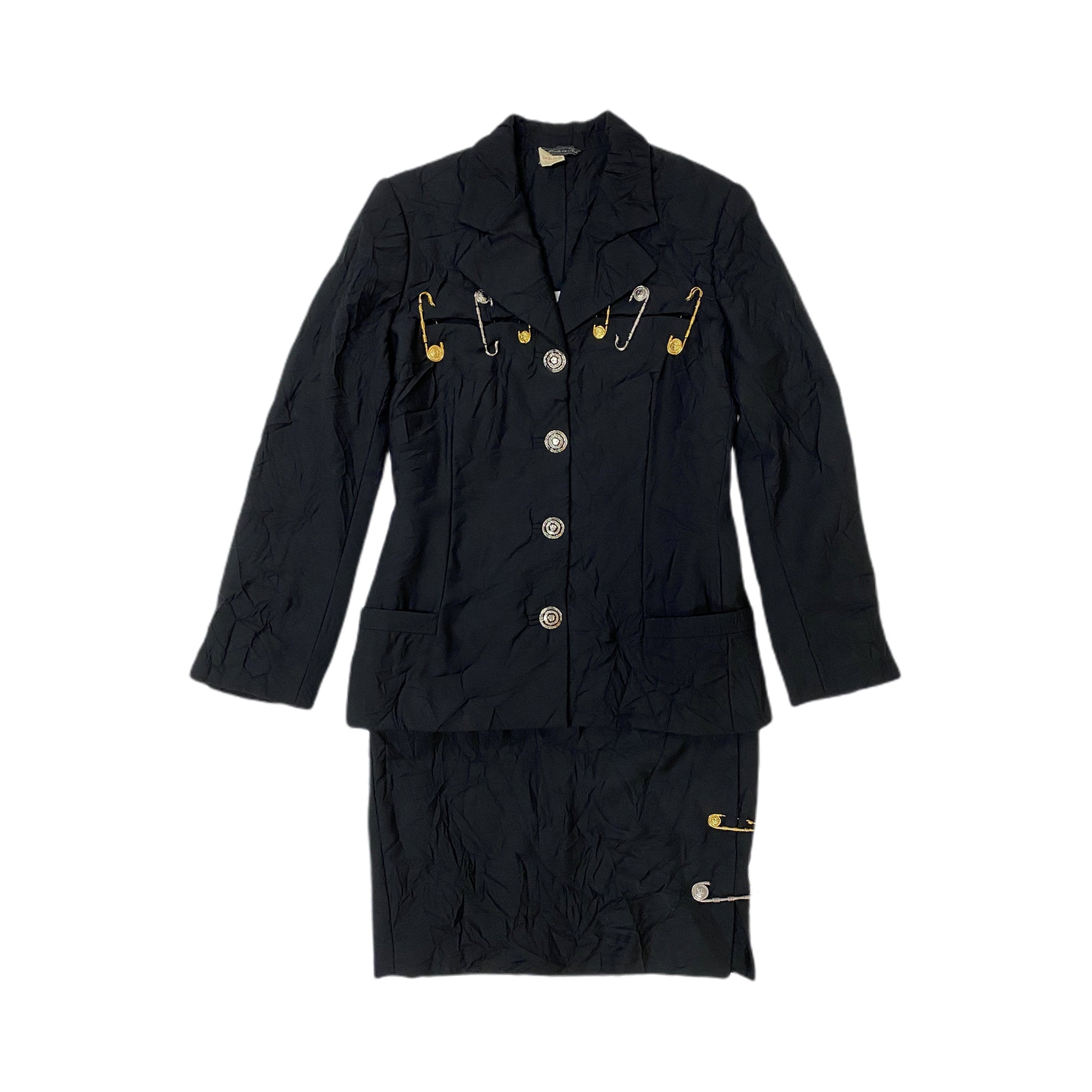 GIANNI VERSACE ジャンニヴェルサーチ ヴィンテージ ロゴスカート ジャンニヴェルサーチGIANNI VERSACE ヘムデザインレザー