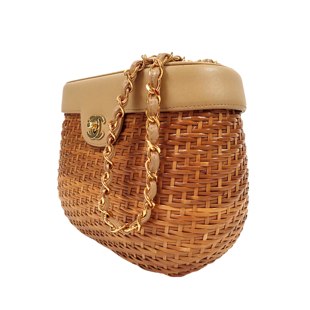 CHANEL 香奈儿 藤编篮 链条单肩包