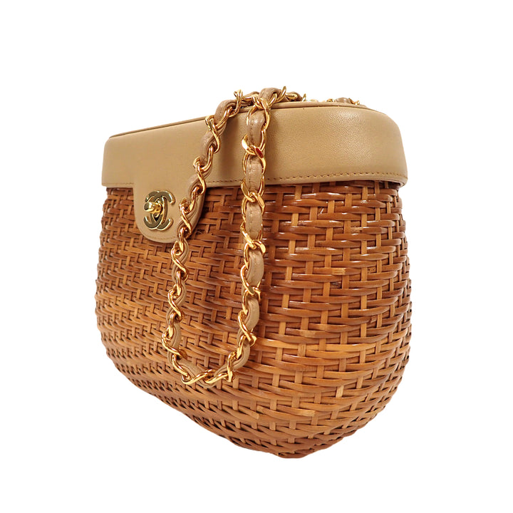 CHANEL 香奈儿 藤编篮 链条单肩包