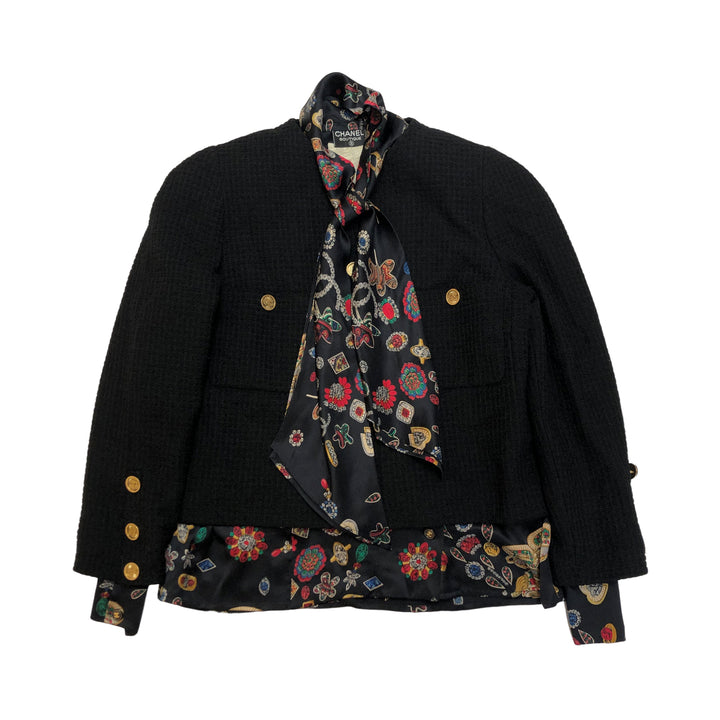 *CHANEL Jacket Blouse 2 Points Set Tweed Coco Mark 26509