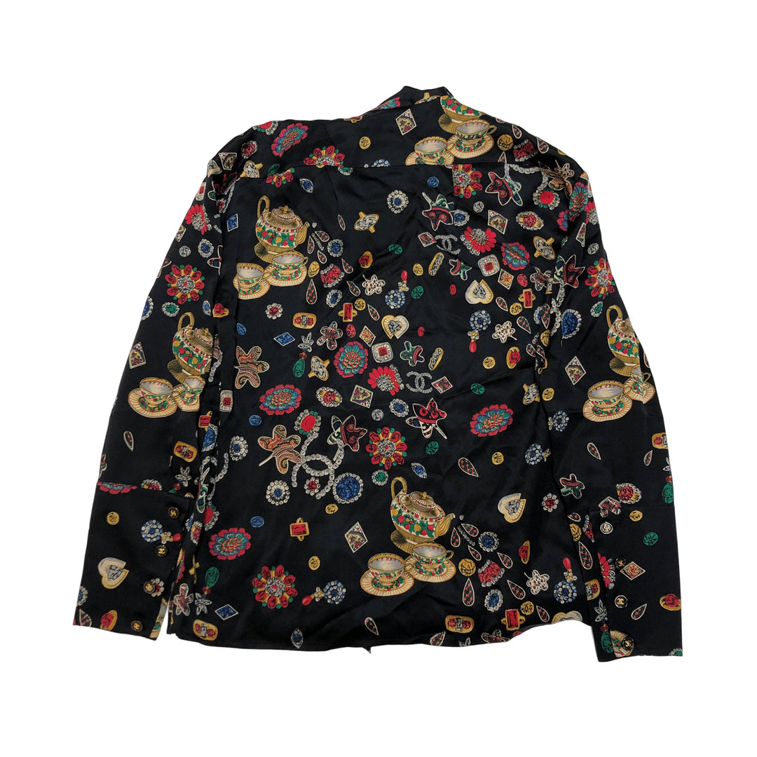 *CHANEL Jacket Blouse 2 Points Set Tweed Coco Mark 26509