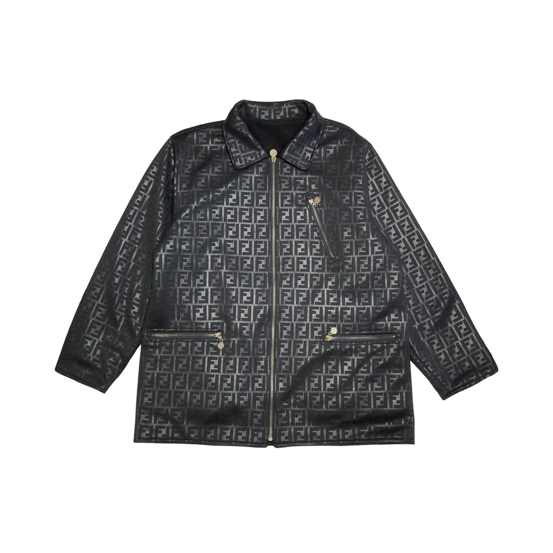 *Fendi牛仔裤Fendi Jeans Zukka图案会标可逆夹克