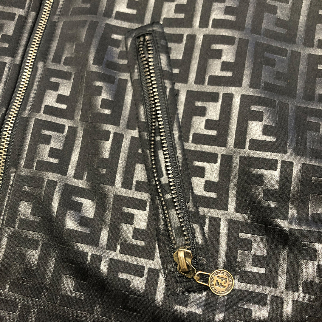 *Fendi牛仔裤Fendi Jeans Zukka图案会标可逆夹克
