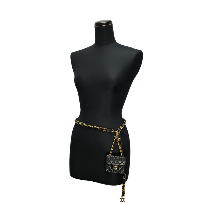 *CHANEL Mini Mini Matelasse Chain Belt Pouch Chain Shoulder Bag