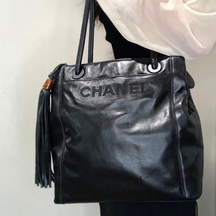 カラーブラック⭐️美品⭐️CHANEL シャネル ココマーク ロゴ ショルダー トート バッグ