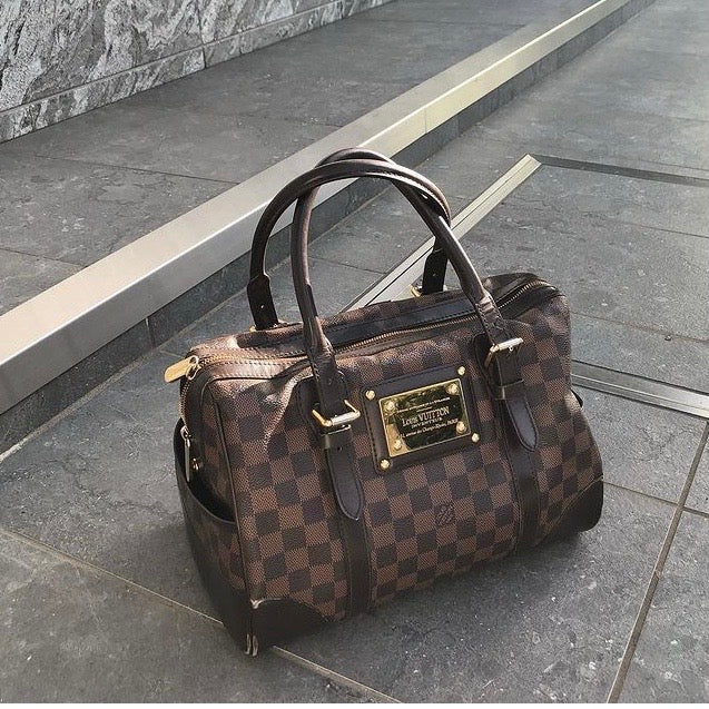 Louis Vuitton Damier Ebene Leather Berkeley Speedy Bag Brown