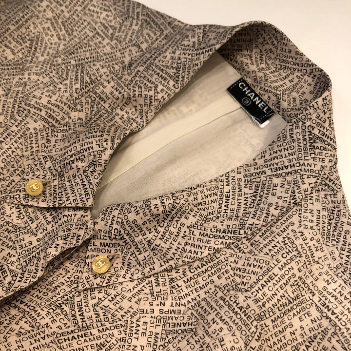 *CHANEL シャネル スカートセットアップ COCO ココマーク ココボタン 総柄 シャツ ブラウス ボタンダウン スカート タイトスカート 巻きスカート