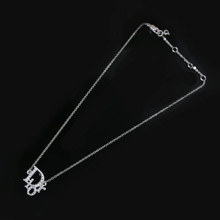 ChristianDior クリスチャンディオール ラインストーン トロッターロゴ ネックレス P43493V