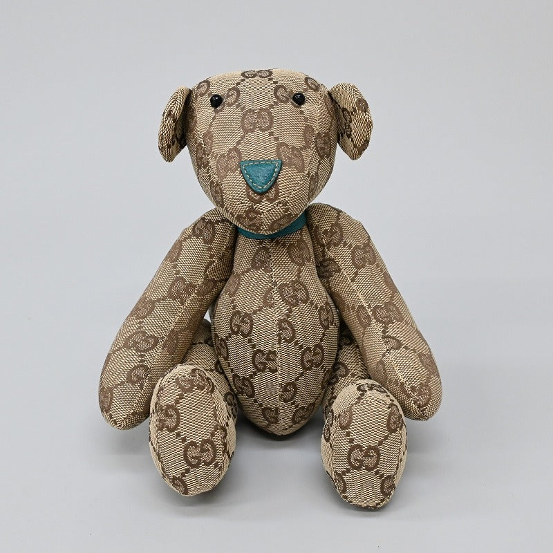 Stuffed toy GG pattern teddy bear teal blue