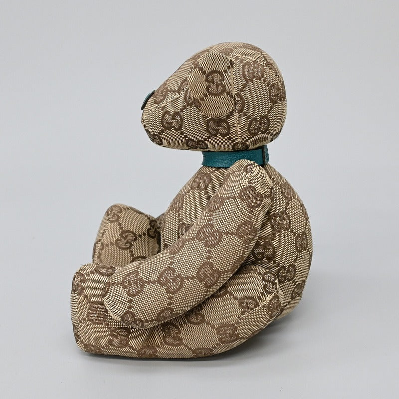 Stuffed toy GG pattern teddy bear teal blue