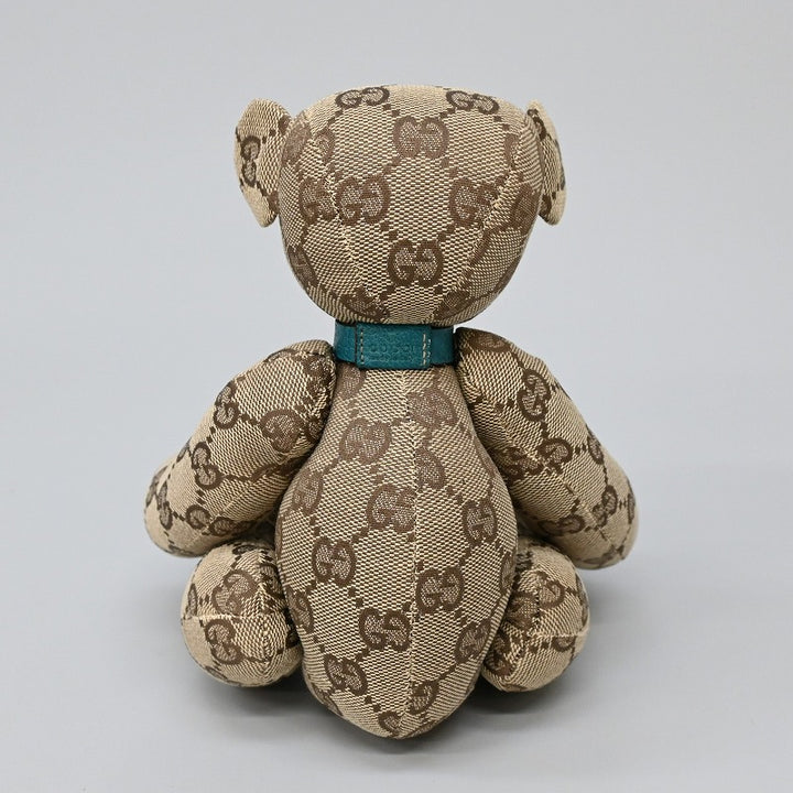 Stuffed toy GG pattern teddy bear teal blue