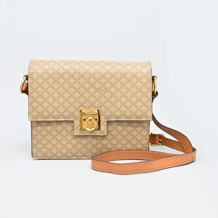 Celine MacadamPattern Ganchini Bracket Shoulder Bag P44002V