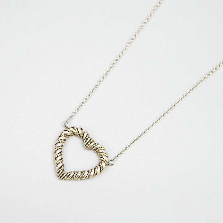 Twist Heart Necklace SV K18YG