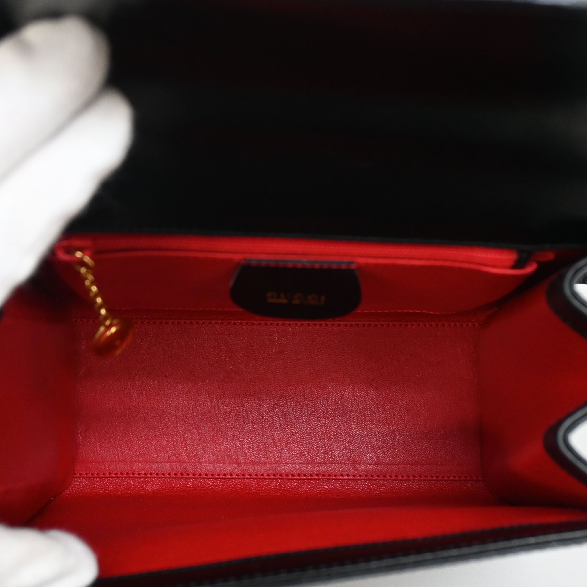 美品　グッチ　レザー　レディロック　2way バッグ　ネイビー GUCCI - 美品 グッチ レザー レディロック 2way バッグ ネイビー