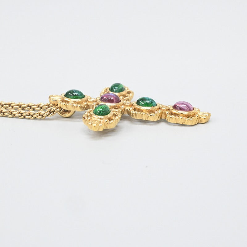 Christian Dior ネックレス カラーストーン クロス