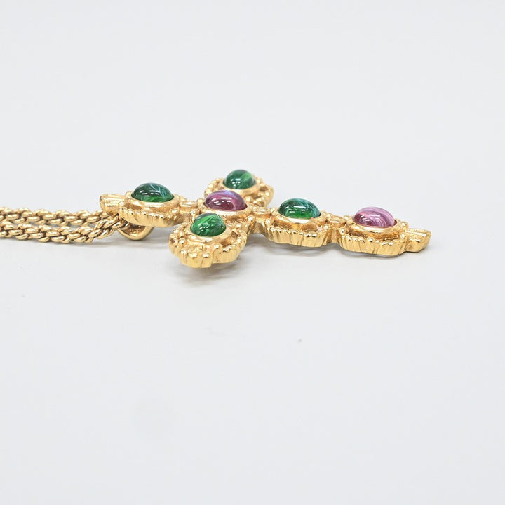 Christian Dior ネックレス カラーストーン クロス
