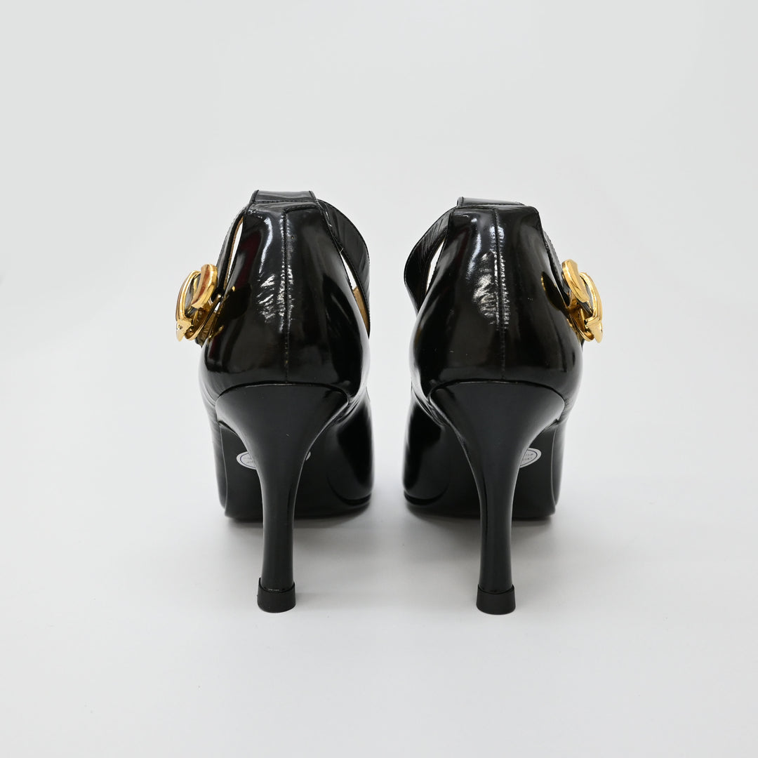 サンバーストエナメルパンプス