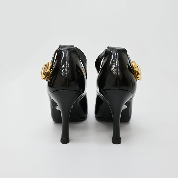 サンバーストエナメルパンプス