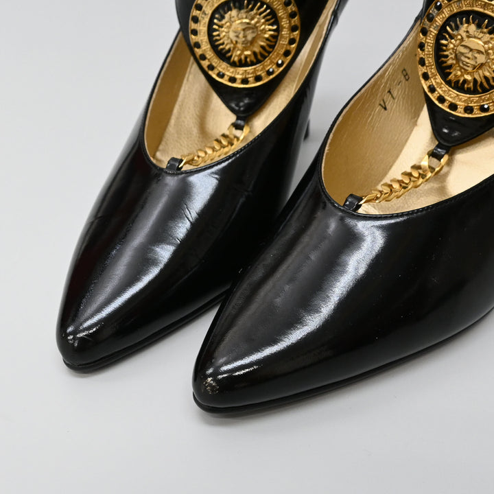 サンバーストエナメルパンプス