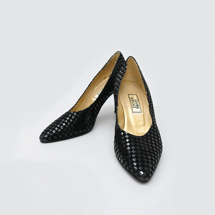 sunburst suede pumps