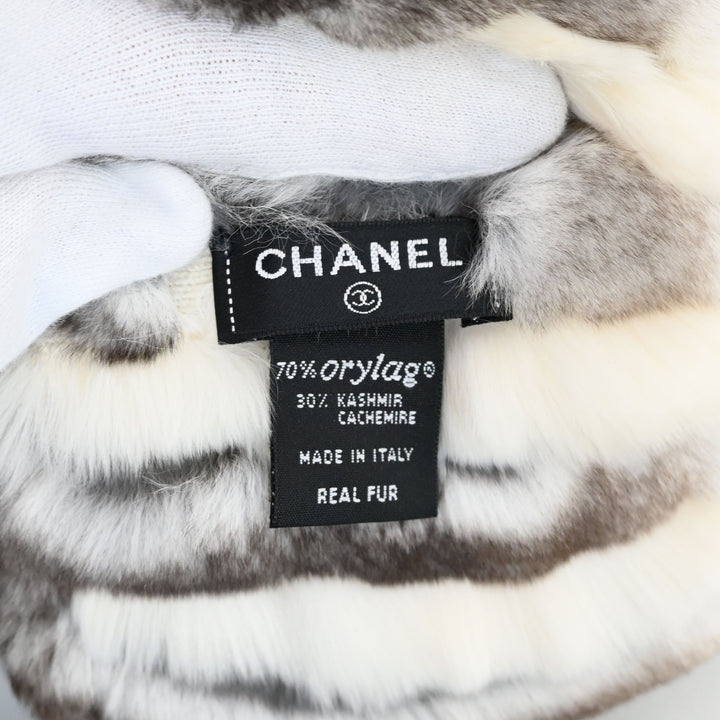 CHANEL Coco Mark Orig Lug x Cashmere Fur Muffler P44538V