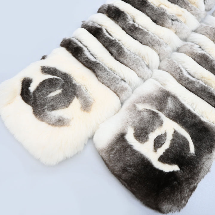 CHANEL Coco Mark Orig Lug x Cashmere Fur Muffler P44538V