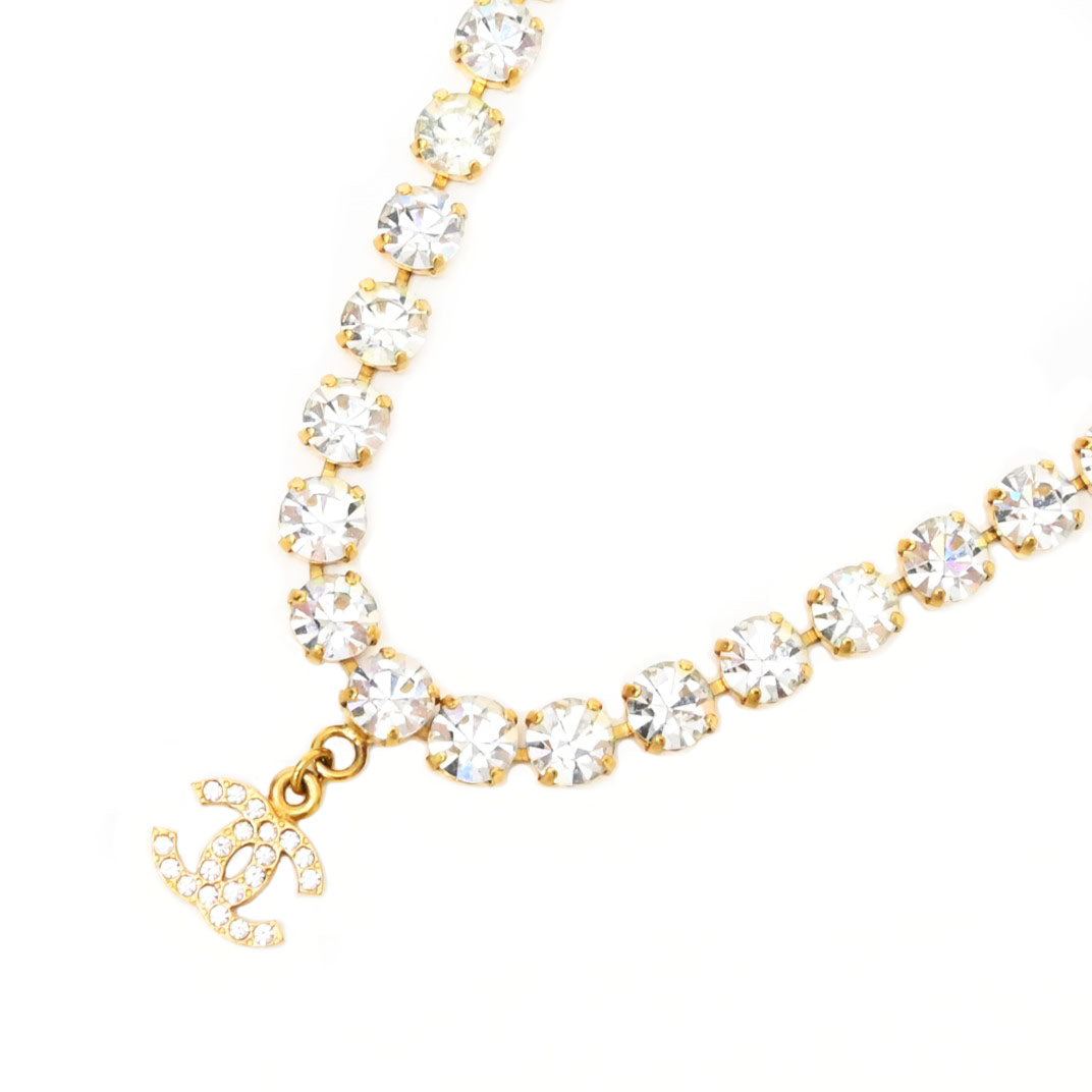CHANEL シャネル ココマーク ラインストーンネックレス P17627V