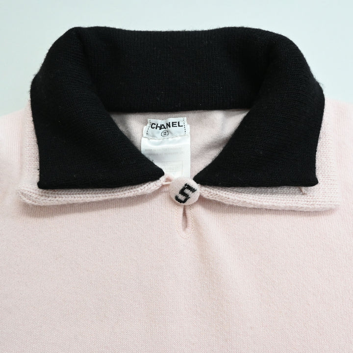 CHANEL 샤넬 코코 마크 버튼 캐시미어 니트 폴로 P44149V