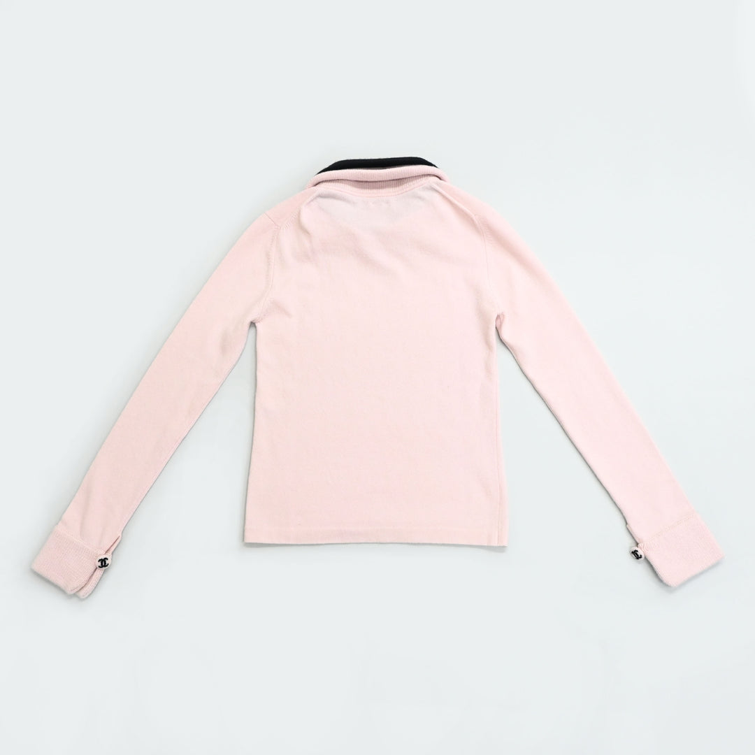 CHANEL 샤넬 코코 마크 버튼 캐시미어 니트 폴로 P44149V