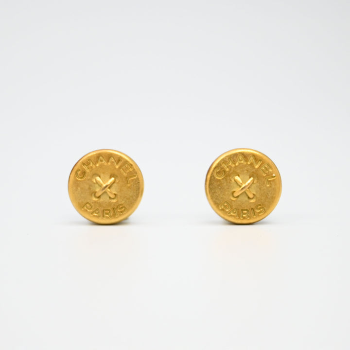 CHANEL Logo Button Earrings P44718V