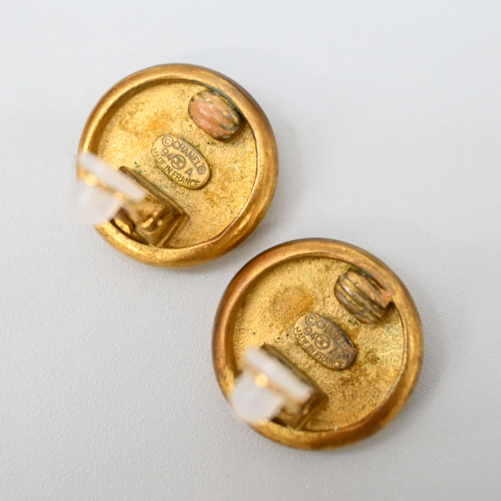 CHANEL Logo Button Earrings P44718V