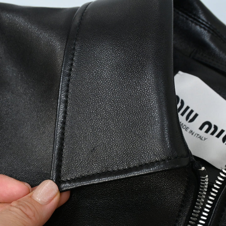 Miu Miu Leather Jacket Women's 38