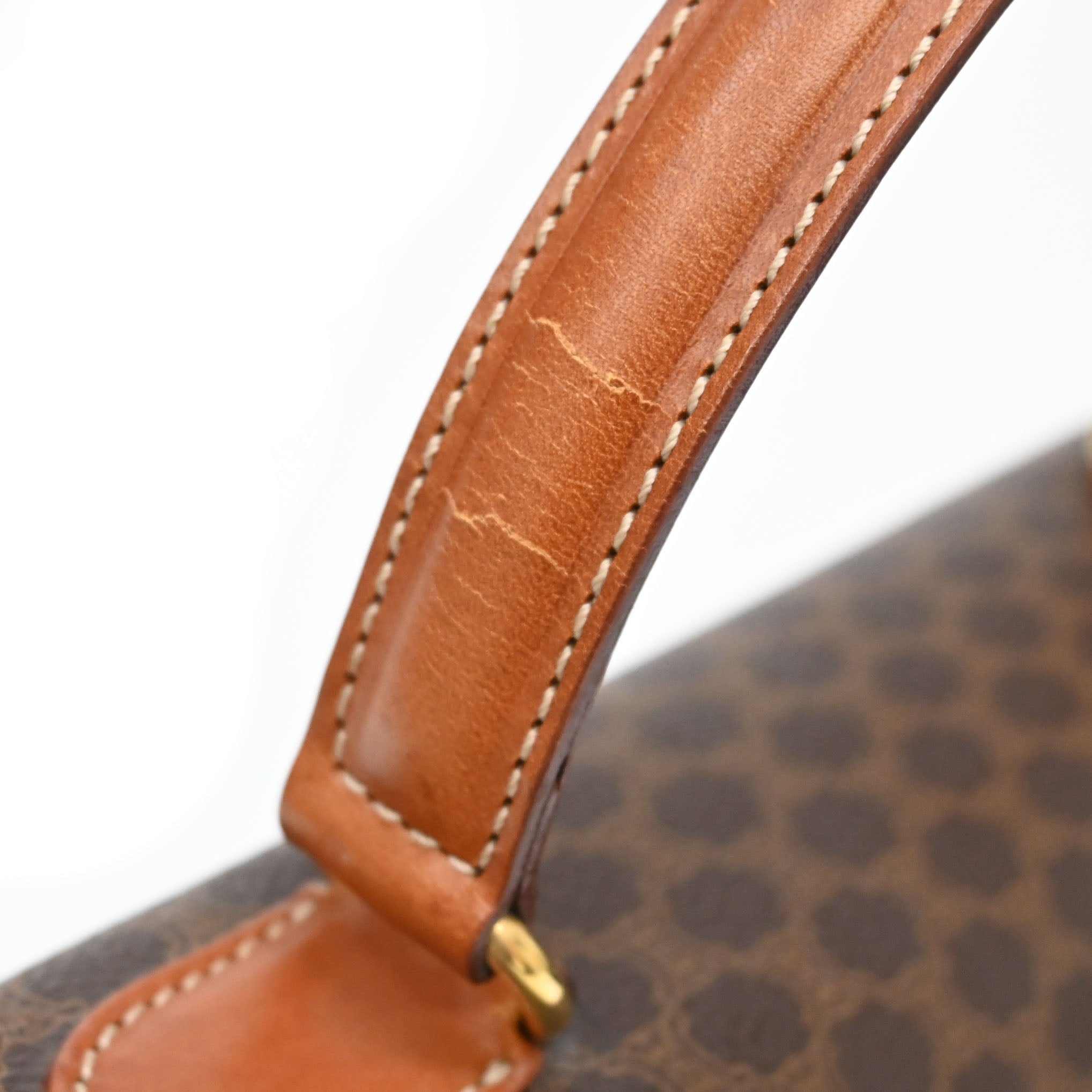 美品　CELINE セリーヌ　パリマカダム　ハンドバッグ　トリオンフ　レザー セリーヌ ハンドバッグ トリオンフ PVC/レザー茶 マカダム