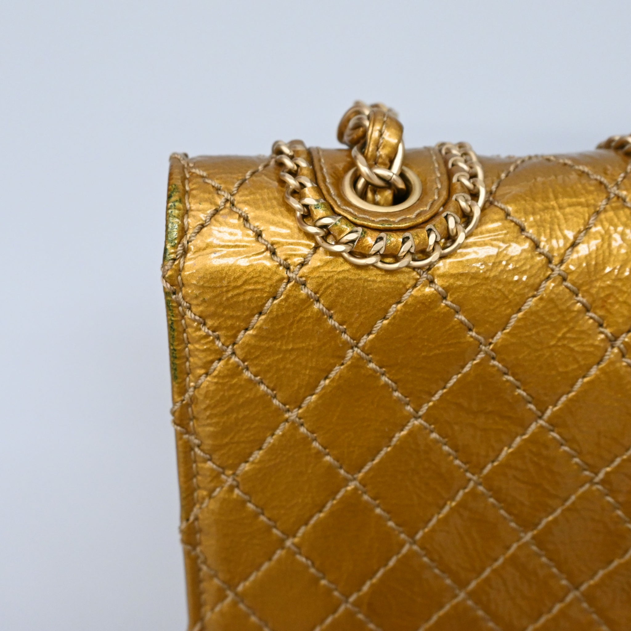 CHANEL シャネル パテントレザー チェーンショルダーバッグ